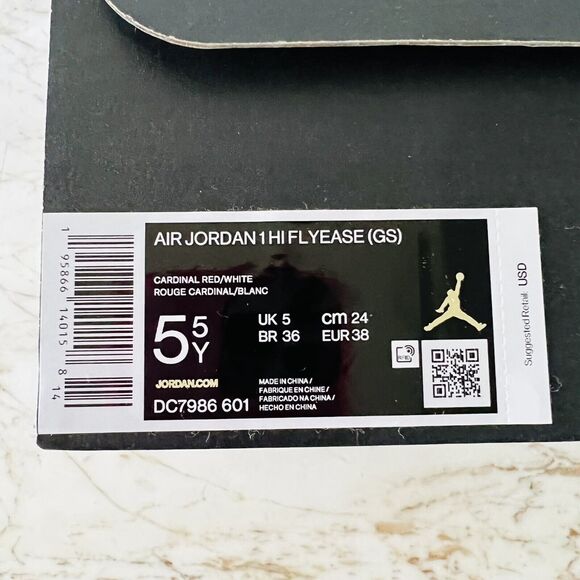 NIKE Air Jordan 1 Hi FlyEase Cardinal Red/White - US 7 - Picture 7 of 7